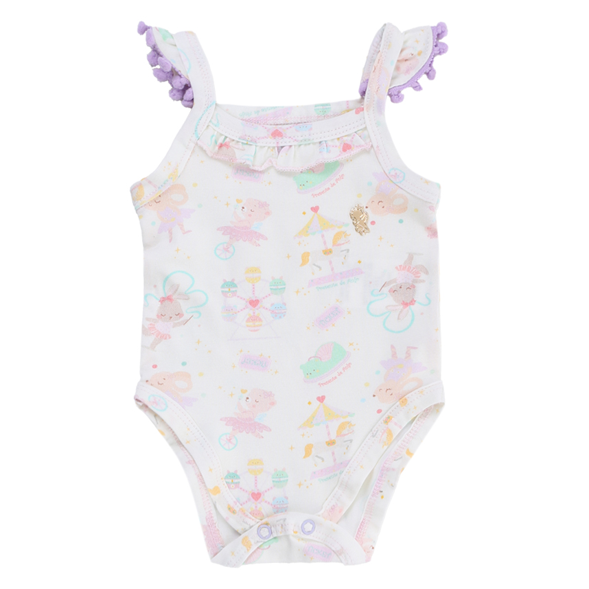 Conjunto Cotton Presente De Anjo Body E Short Estampa Circo