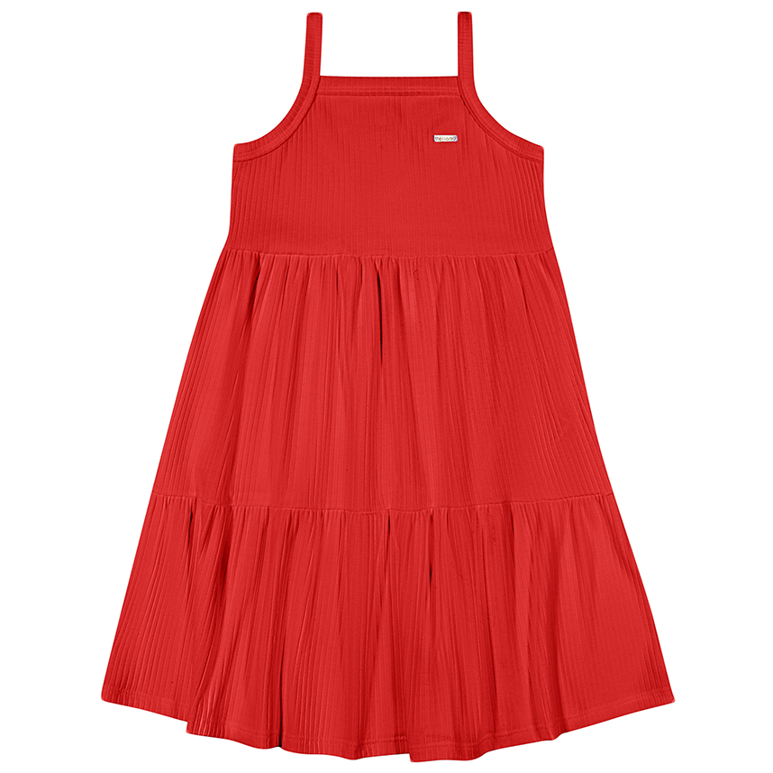 Vestido Juvenil Eliana Malha Canelada Babado 3 Marias