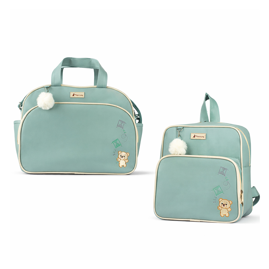 Mochila Mappyng Detalhe Bordado Urso E Pompom\r\n 2 Peças