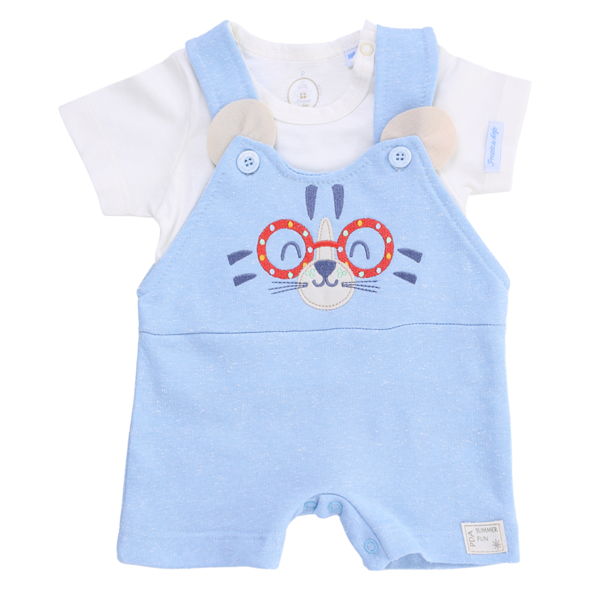 Macacão Curto Com Blusa Presente De Anjo Bordado Urso