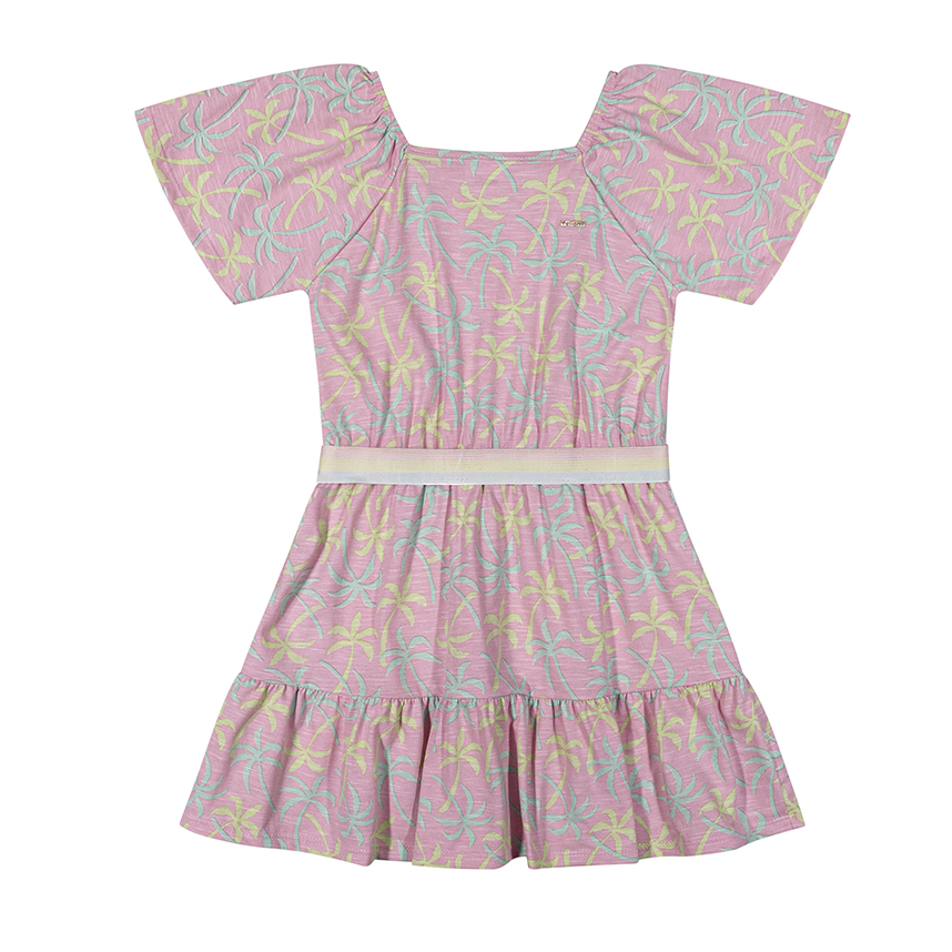 Vestido Juvenil Elian Manga Curta em Malha Flame