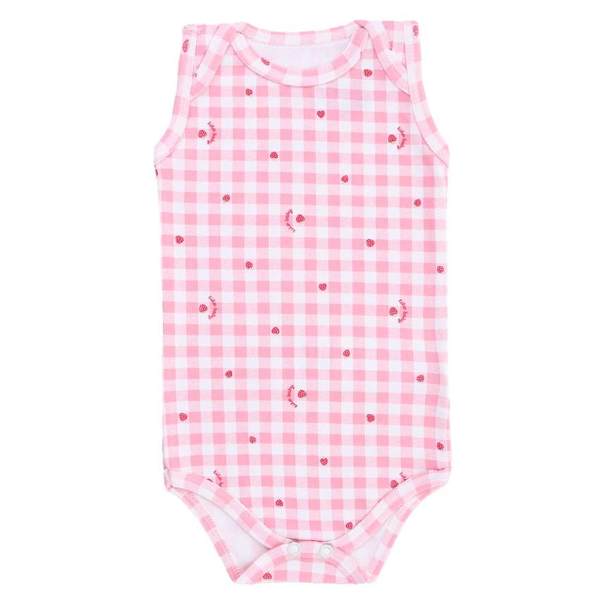 Kit Body Kiko Baby Manga Regata Estampa Morangos 3 Peças