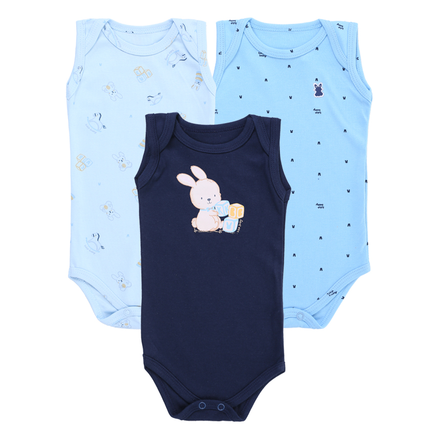 Body Kiko Baby Regata Estampa Coelho 3 Peças Body Kiko Baby Regata Estampa Coelho 3 Peças