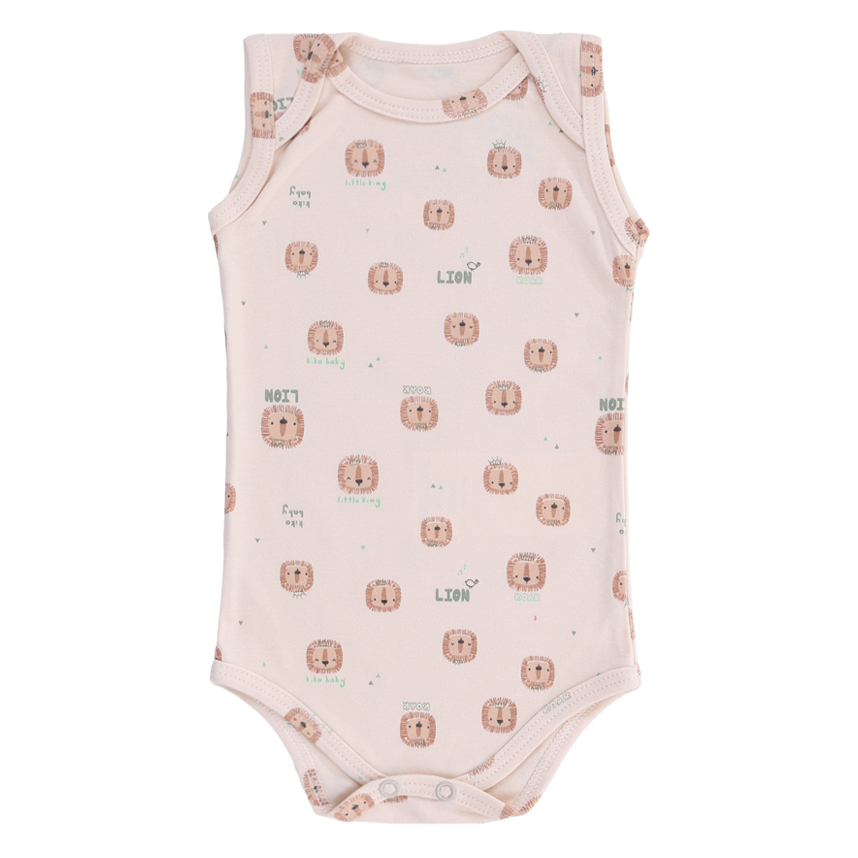 Kit Body Regata Kiko Baby Suedine Estampa Leão 3 Peças Kit Body Regata Kiko Baby Suedine Estampa Leão 3 Peças