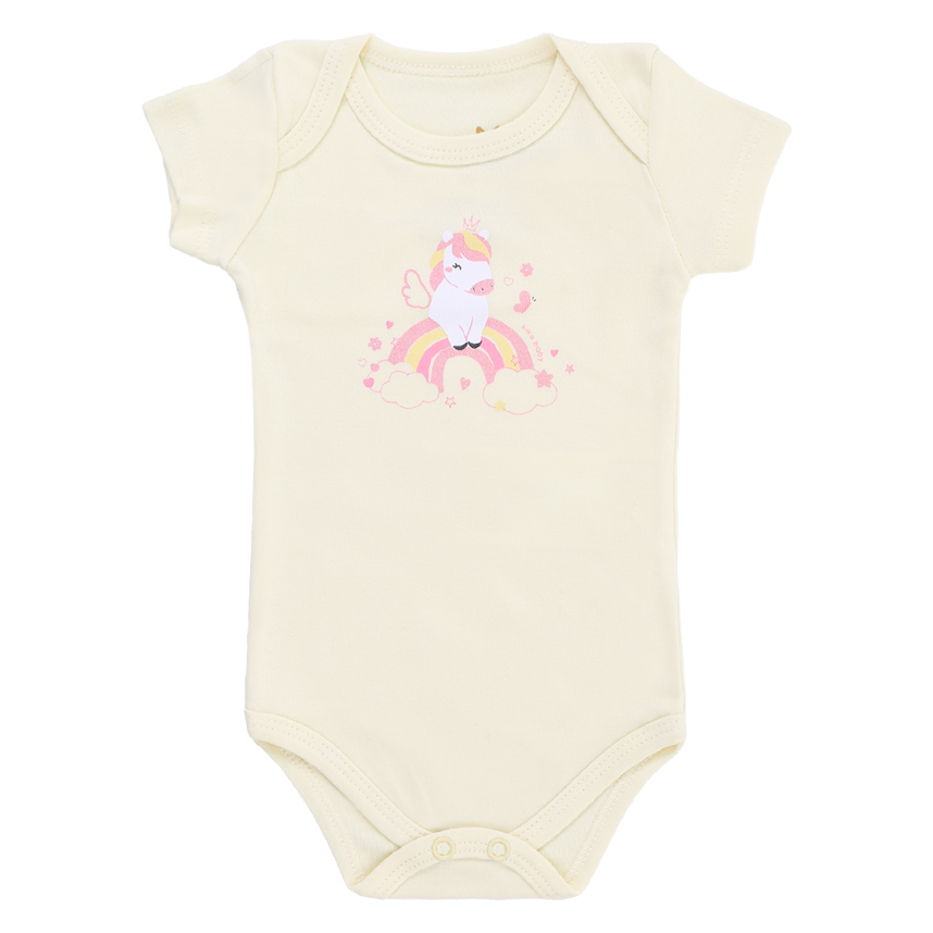 Kit Body Kiko Baby Manga Curta Coelho Unicórnio 3 Peças