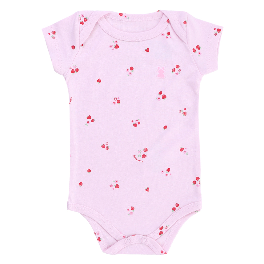 Kit Body Kiko Baby Manga Curta Estampa Morangos 3 Peças