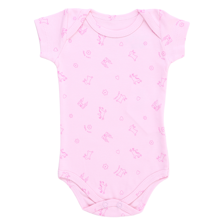 Kit Body Kiko Baby Manga Curta Coelho Unicórnio 3 Peças