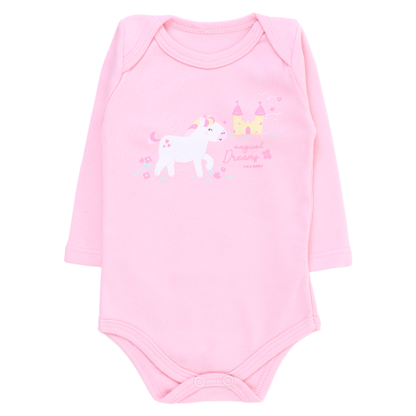 Kit Body Kiko Baby Manga Longa Coelho Unicórnio 3 Peças