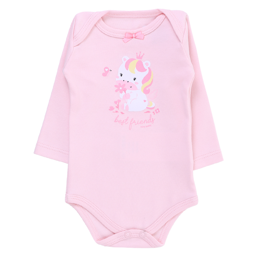 Kit Body Kiko Baby Manga Longa Coelho Unicórnio 3 Peças