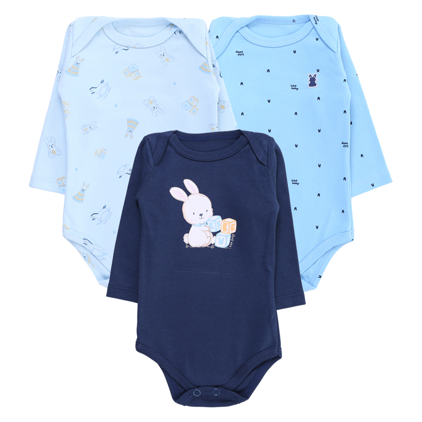Body Kiko Baby Manga Longa Estampa Coelho 3 Peças Body Kiko Baby Manga Longa Estampa Coelho 3 Peças