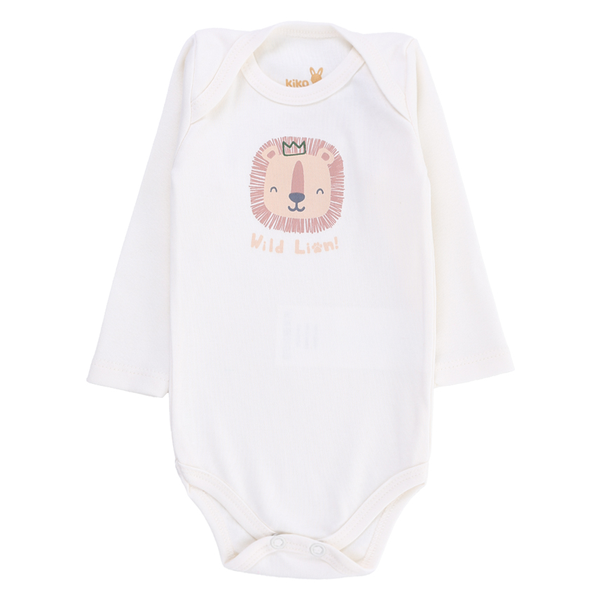 Kit Body Kiko Baby Manga Longa Estampa Leão 3 Peças Kit Body Kiko Baby Manga Longa Estampa Leão 3 Peças