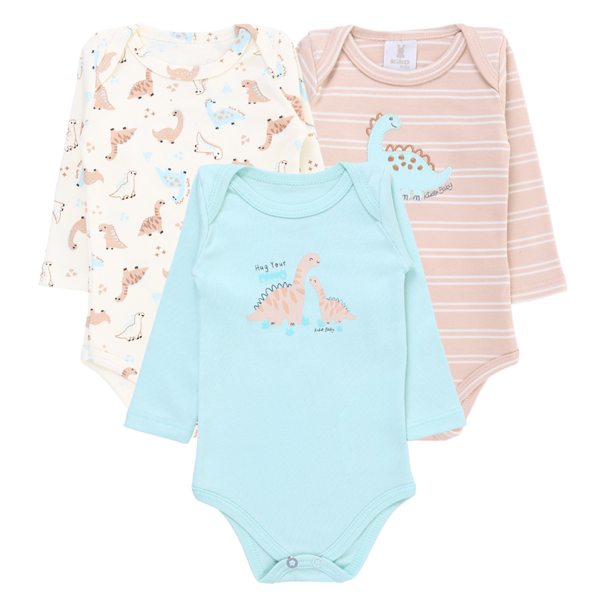 Body Kiko Baby Manga Longa Estampa Dinossauro 3 Peças Body Kiko Baby Manga Longa Estampa Dinossauro 3 Peças