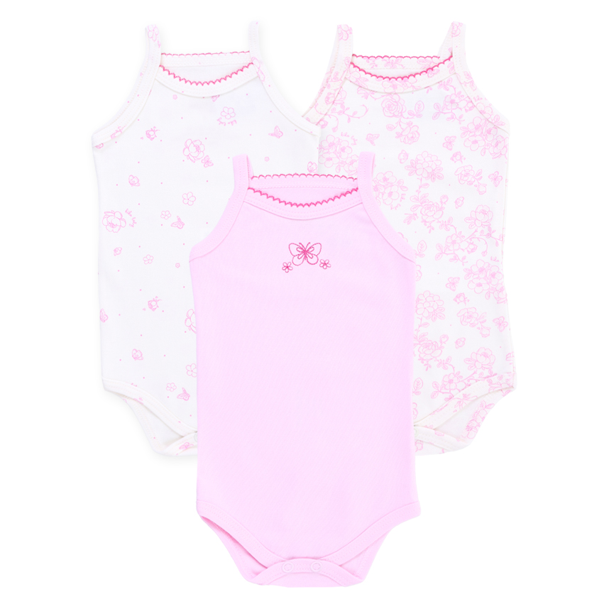 Body Kiko Baby Alças Finas Suedine Estampa Floral 3 Peças