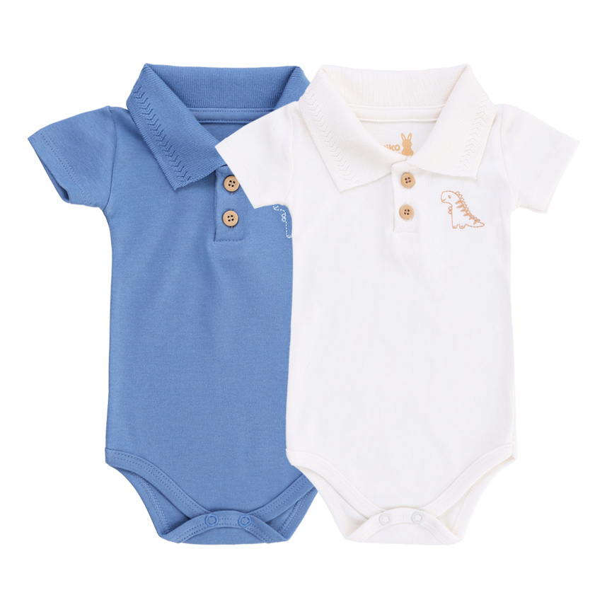 Kit Body Kiko Baby Manga Curta Bordado Dinossauro 2 Peças Kit Body Kiko Baby Manga Curta Bordado Dinossauro 2 Peças