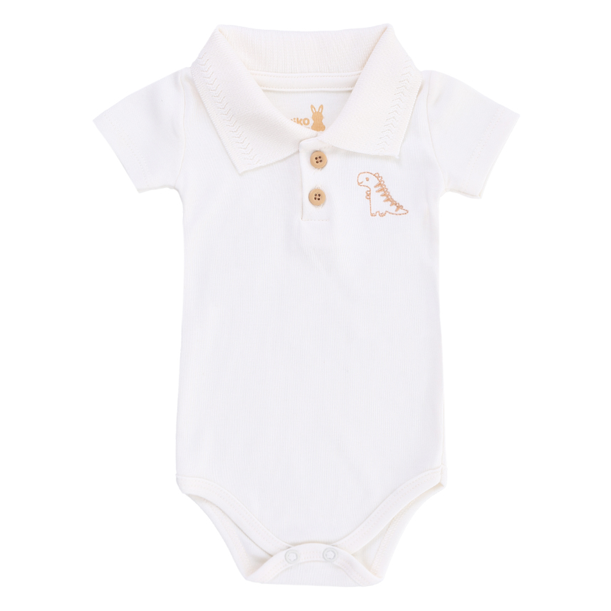 Kit Body Kiko Baby Manga Curta Bordado Dinossauro 2 Peças Kit Body Kiko Baby Manga Curta Bordado Dinossauro 2 Peças