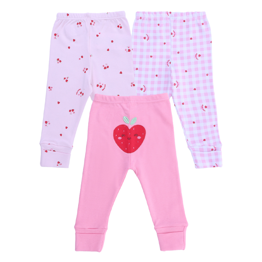 Kit Mijão Bebê Kiko Baby Bordado Morango 3 Peças