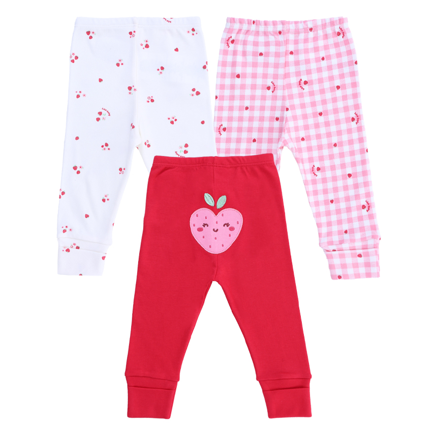 Kit Mijão Bebê Kiko Baby Bordado Morango 3 Peças