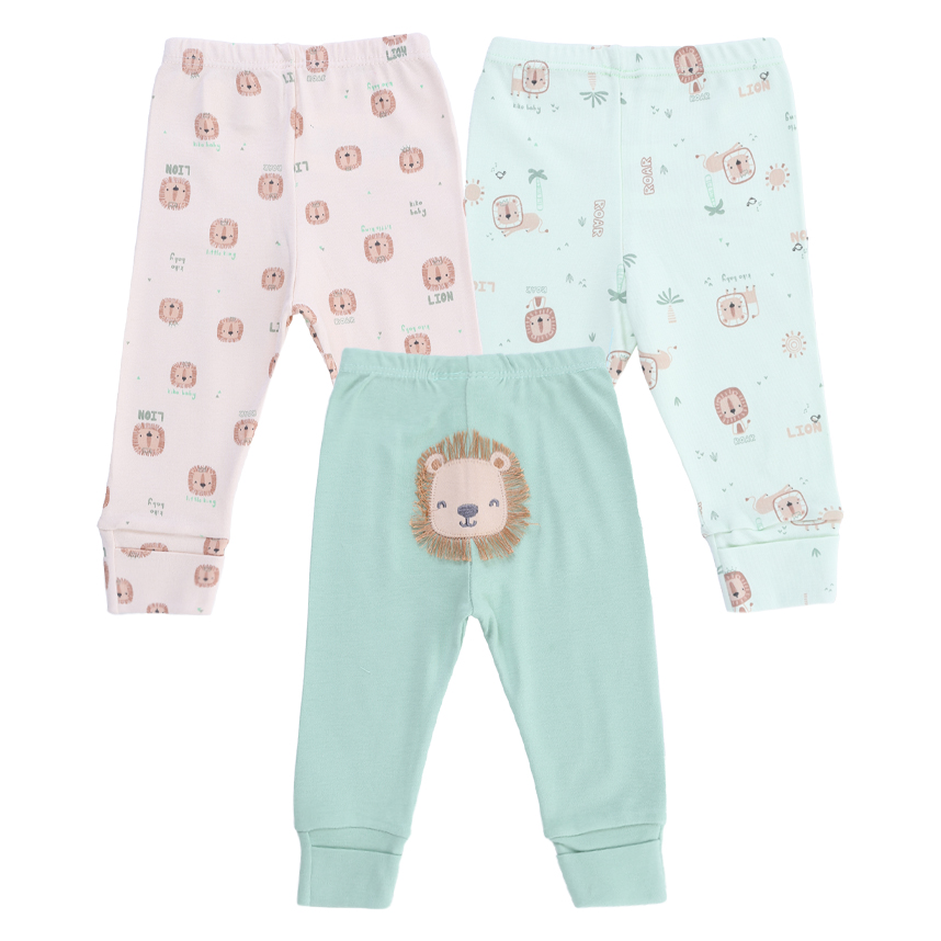 Kit Mijão Kiko Baby Suedine Bordado Leão 3 Peças