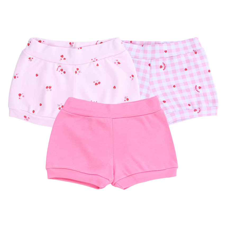 Kit Short Bebê Kiko Baby Bordado Morango 3 Peças Kit Short Bebê Kiko Baby Bordado Morango 3 Peças