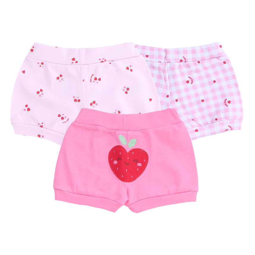 Kit Short Bebê Kiko Baby Bordado Morango 3 Peças Kit Short Bebê Kiko Baby Bordado Morango 3 Peças