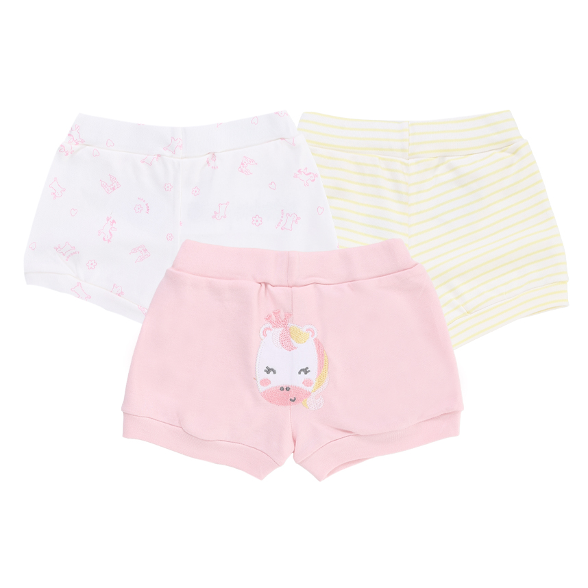 Kit Short Kiko Baby Em Suedine Bordado Unicórnio 3 Peças Kit Short Kiko Baby Em Suedine Bordado Unicórnio 3 Peças