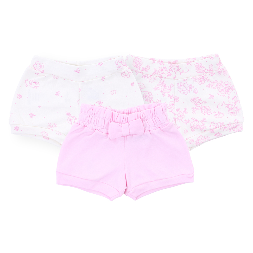 Kit Short Kiko Baby Suedine Estampa Floral 3 Peças