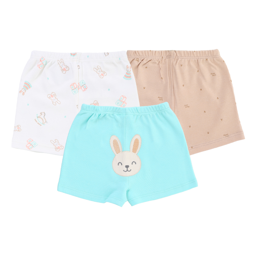 Bermuda Kiko Baby Suedine Estampa Coelho 3 Peças