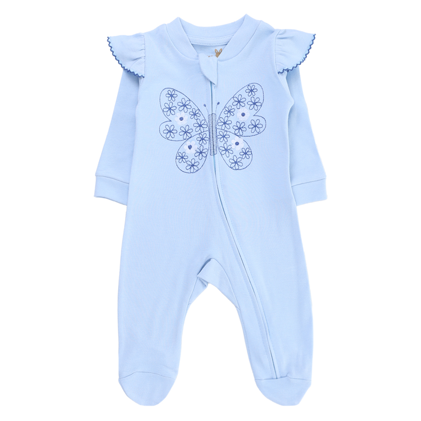 Macacão Longo Kiko Baby Suedine Bordado Borboleta