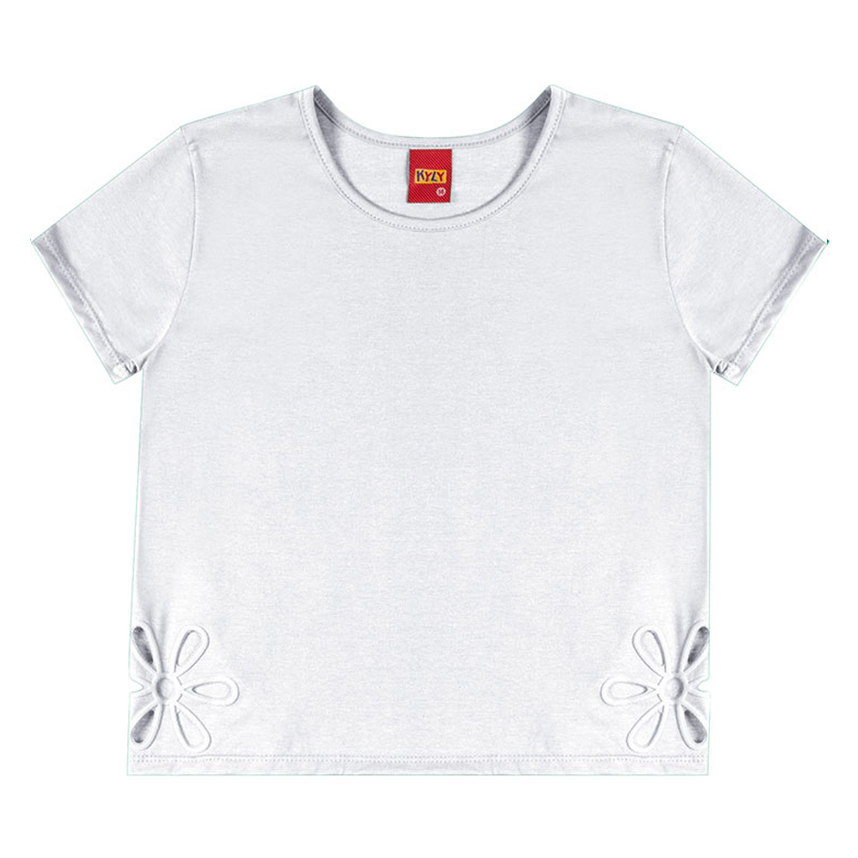 Blusa Infantil Kyly Cropped em Meia Malha Detalhe Vazado