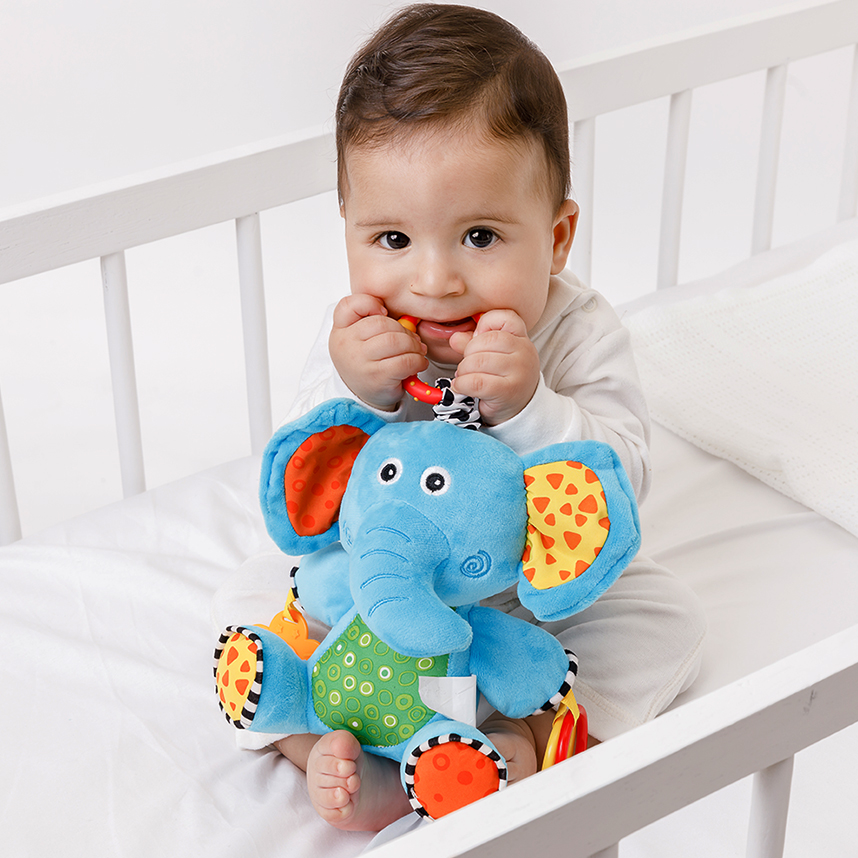 Pelúcia Bebê Buba Elefante Com Mordedor Educativo Pelúcia Bebê Buba Elefante Com Mordedor Educativo