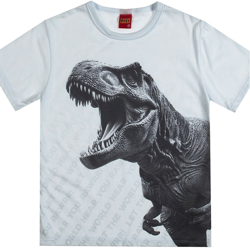 Camiseta Infantil Kyly Meia Malha Manga Curta Dinossauro Camiseta Infantil Kyly Meia Malha Manga Curta Dinossauro