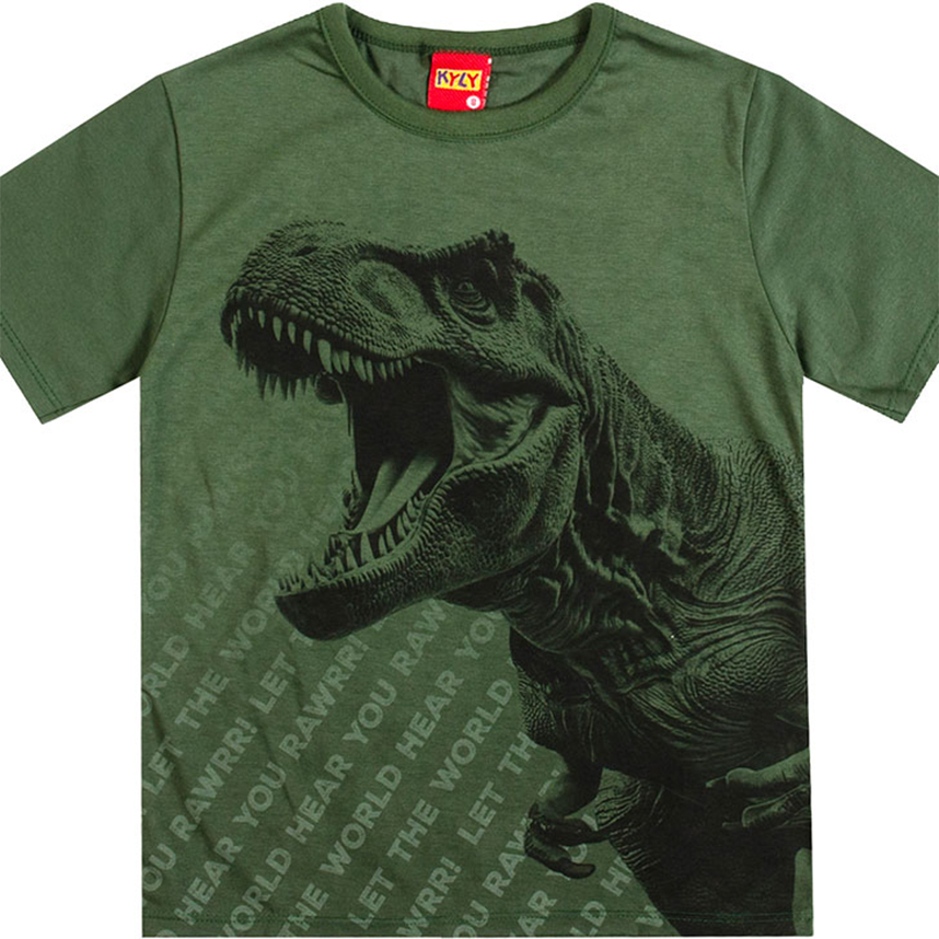Camiseta Infantil Kyly Meia Malha Manga Curta Dinossauro Camiseta Infantil Kyly Meia Malha Manga Curta Dinossauro