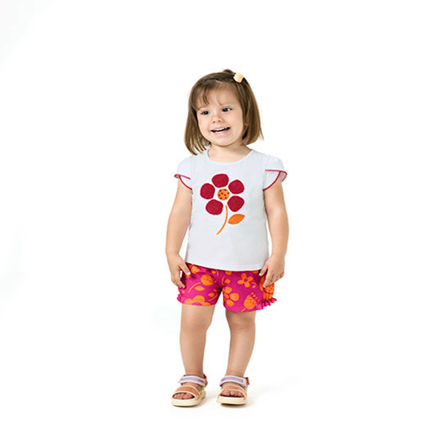 Conjunto Infantil Kyly Blusa E Short Bordado Flor Conjunto Infantil Kyly Blusa E Short Bordado Flor