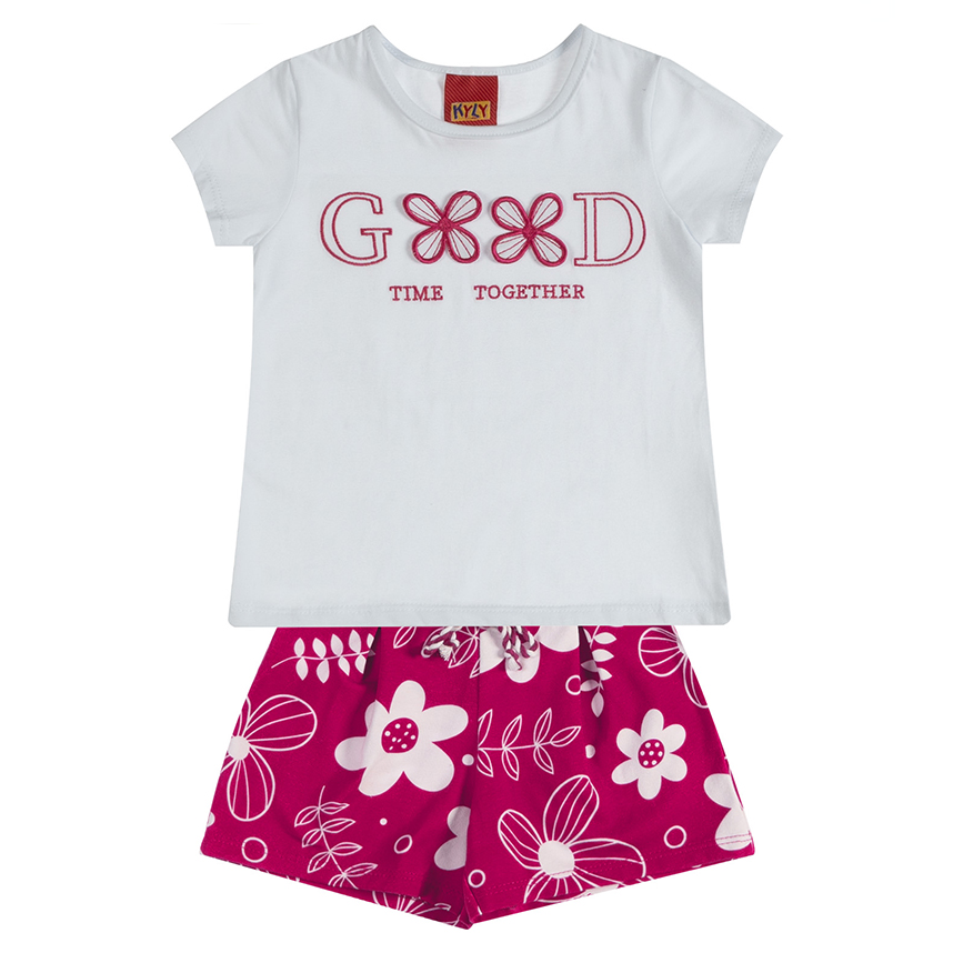 Conjunto Infantil Kyly Blusa Manga Curta E Short Estampa Floral Conjunto Infantil Kyly Blusa Manga Curta E Short Estampa Floral