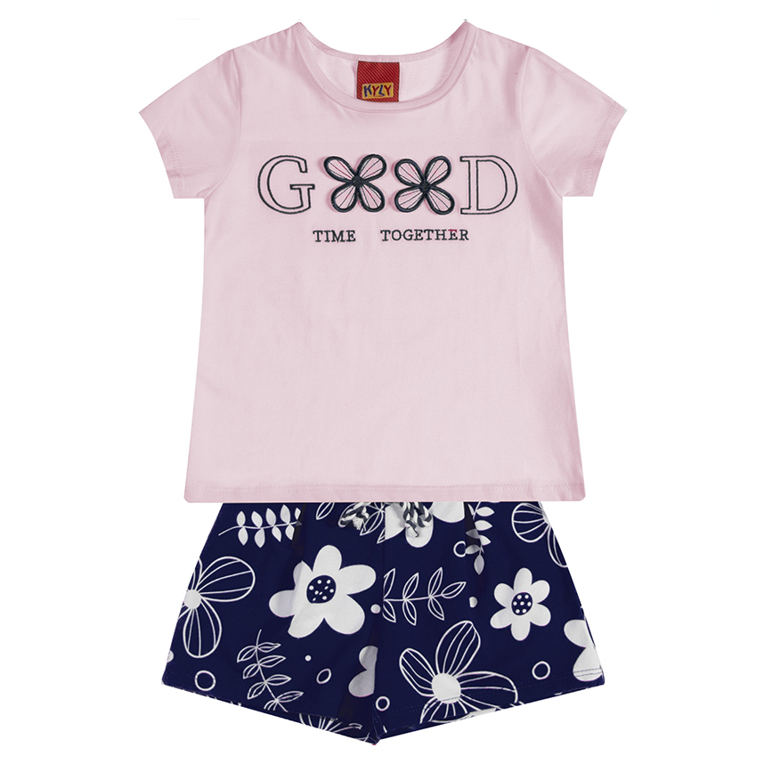 Conjunto Infantil Kyly Blusa Manga Curta E Short Estampa Floral Conjunto Infantil Kyly Blusa Manga Curta E Short Estampa Floral