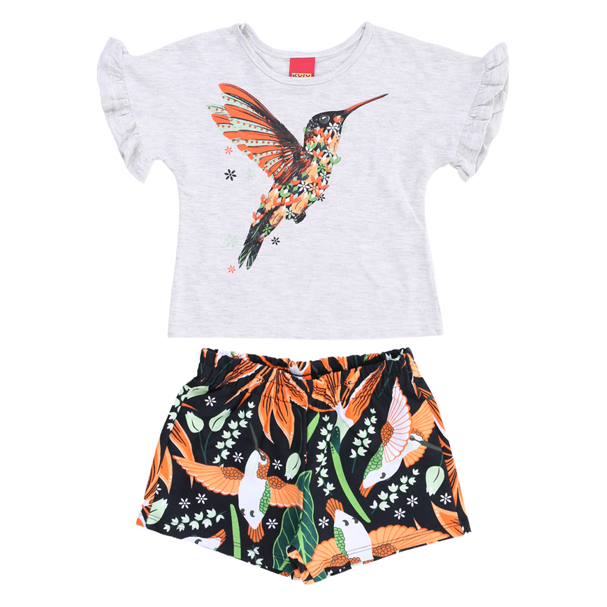 Conjunto Infantil Kyly Blusa E Short Estampa Beija Flor Conjunto Infantil Kyly Blusa E Short Estampa Beija Flor