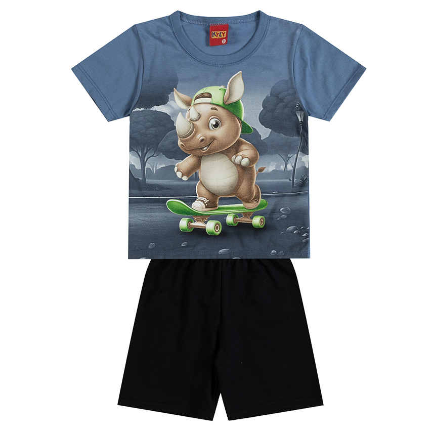 Conjunto Bebê Kyly Camiseta Meia Malha E Bermuda Moletom Conjunto Bebê Kyly Camiseta Meia Malha E Bermuda Moletom