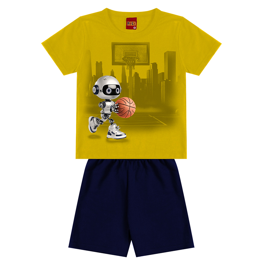 Conjunto Bebê Kyly Camiseta Meia Malha E Bermuda Moletom Conjunto Bebê Kyly Camiseta Meia Malha E Bermuda Moletom