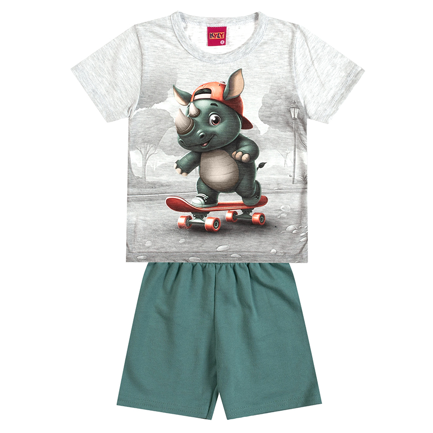 Conjunto Infantil Kyly Camiseta Meia Malha E Bermuda Moletom Conjunto Infantil Kyly Camiseta Meia Malha E Bermuda Moletom
