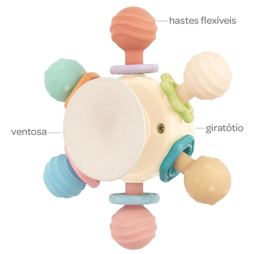 Mordedor Chocalho Spinner Buba Com Ventosa Mordedor Chocalho Spinner Buba Com Ventosa