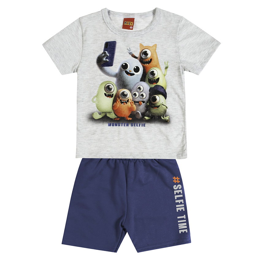 Conjunto Infantil Kyly Camiseta Meia Malha E Bermuda Moletom Conjunto Infantil Kyly Camiseta Meia Malha E Bermuda Moletom