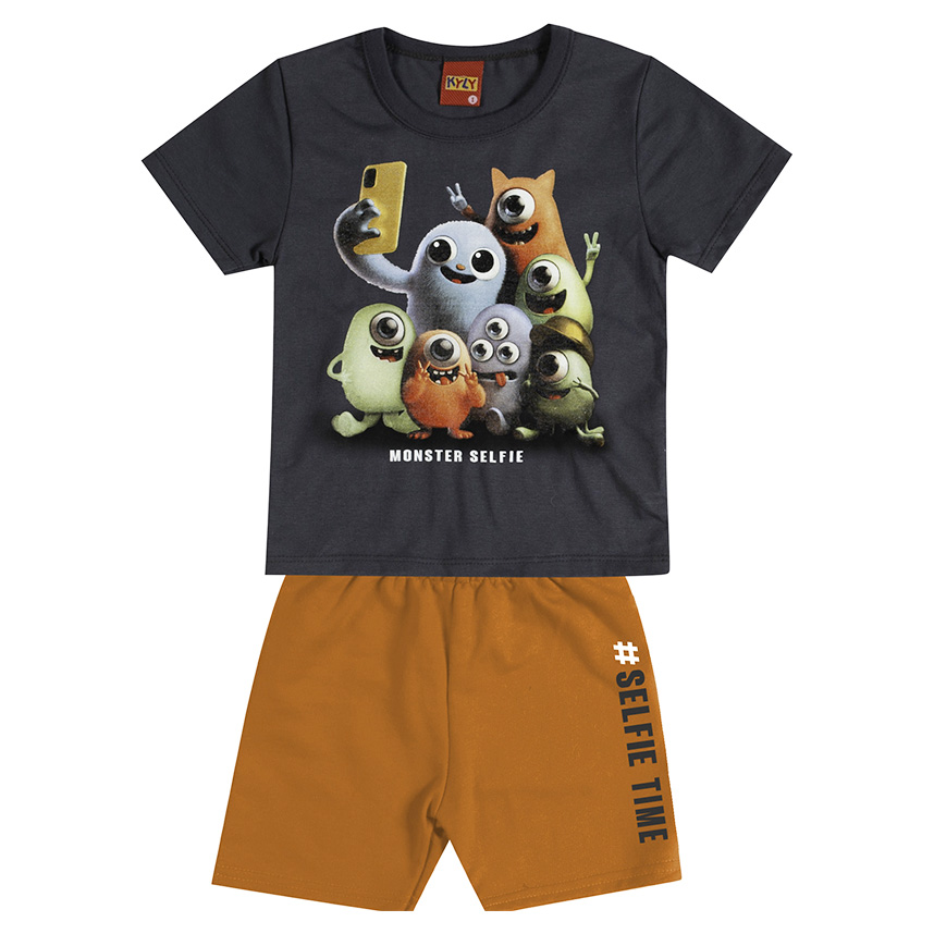 Conjunto Infantil Kyly Camiseta Meia Malha E Bermuda Moletom Conjunto Infantil Kyly Camiseta Meia Malha E Bermuda Moletom