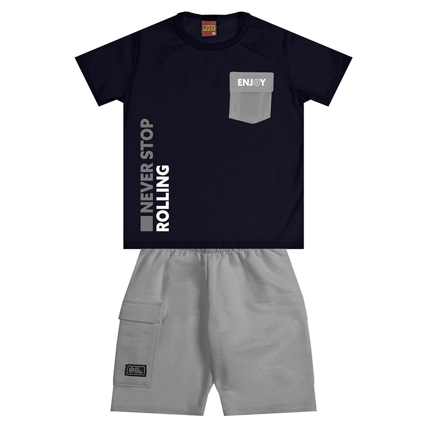 Conjunto Infantil Kyly Camiseta E Bermuda Moletom Conjunto Infantil Kyly Camiseta E Bermuda Moletom