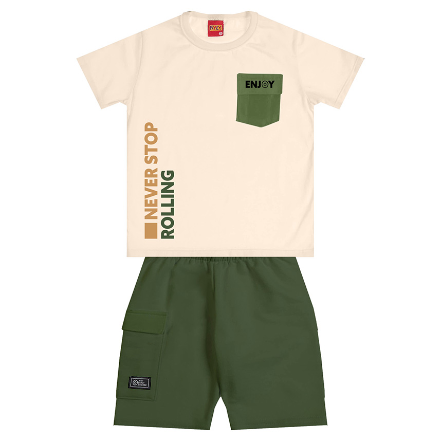 Conjunto Infantil Kyly Camiseta E Bermuda Moletom Conjunto Infantil Kyly Camiseta E Bermuda Moletom