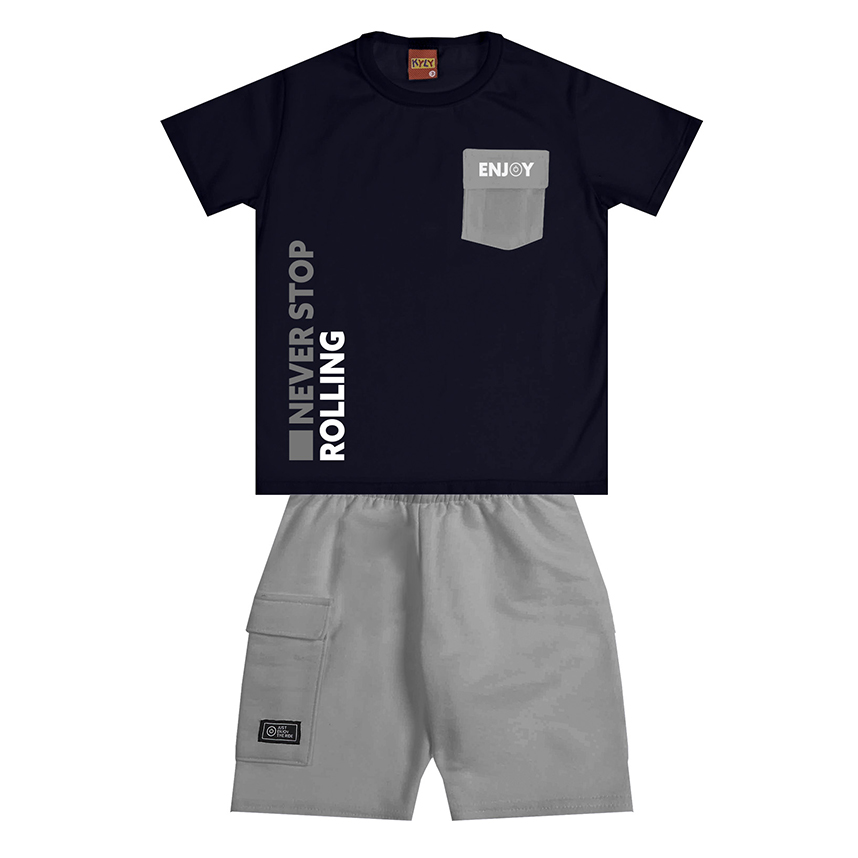 Conjunto Infantil Kyly Camiseta E Bermuda Moletom Conjunto Infantil Kyly Camiseta E Bermuda Moletom