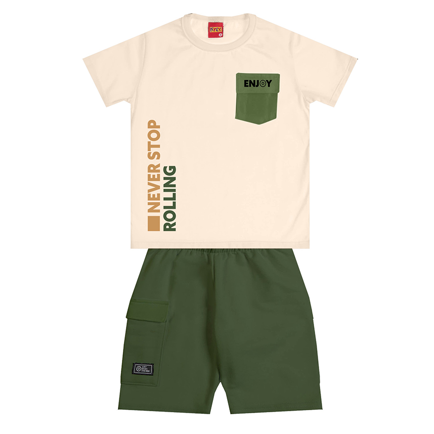 Conjunto Infantil Kyly Camiseta E Bermuda Moletom Conjunto Infantil Kyly Camiseta E Bermuda Moletom