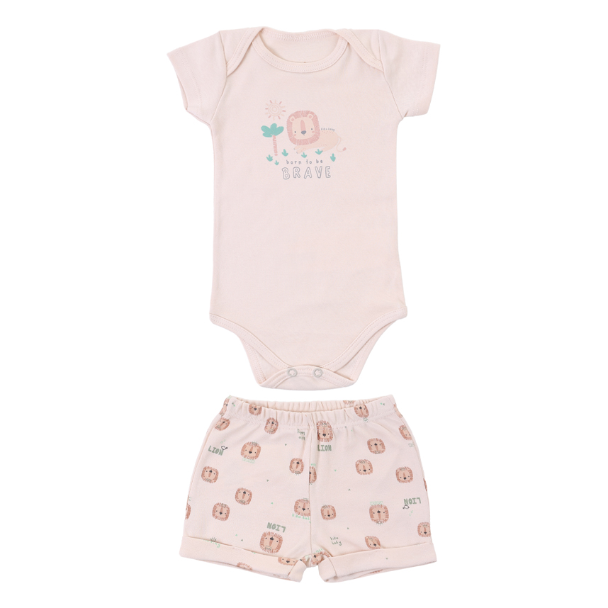 Conjunto Bebê Kiko Baby Body E Bermuda Leão