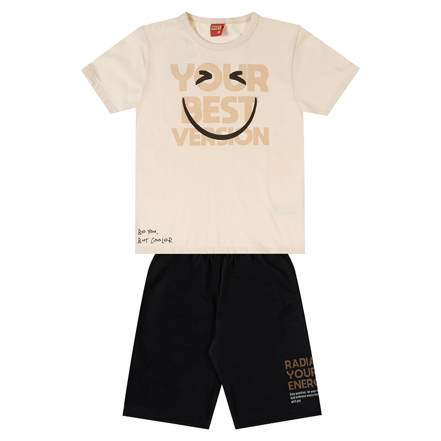 Conjunto Infantil Kyly Camiseta E Bermuda Moletom Conjunto Infantil Kyly Camiseta E Bermuda Moletom