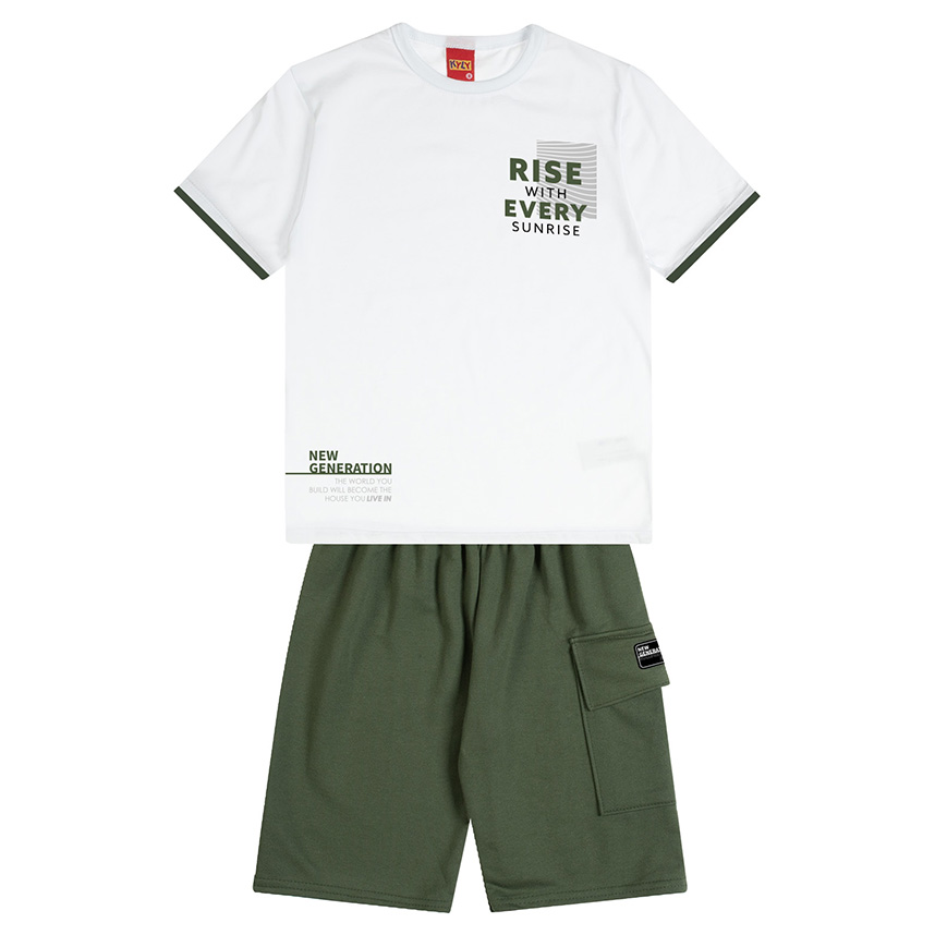Conjunto Juvenil Kyly Camiseta Meia Malha E Bermuda Moletom Conjunto Juvenil Kyly Camiseta Meia Malha E Bermuda Moletom