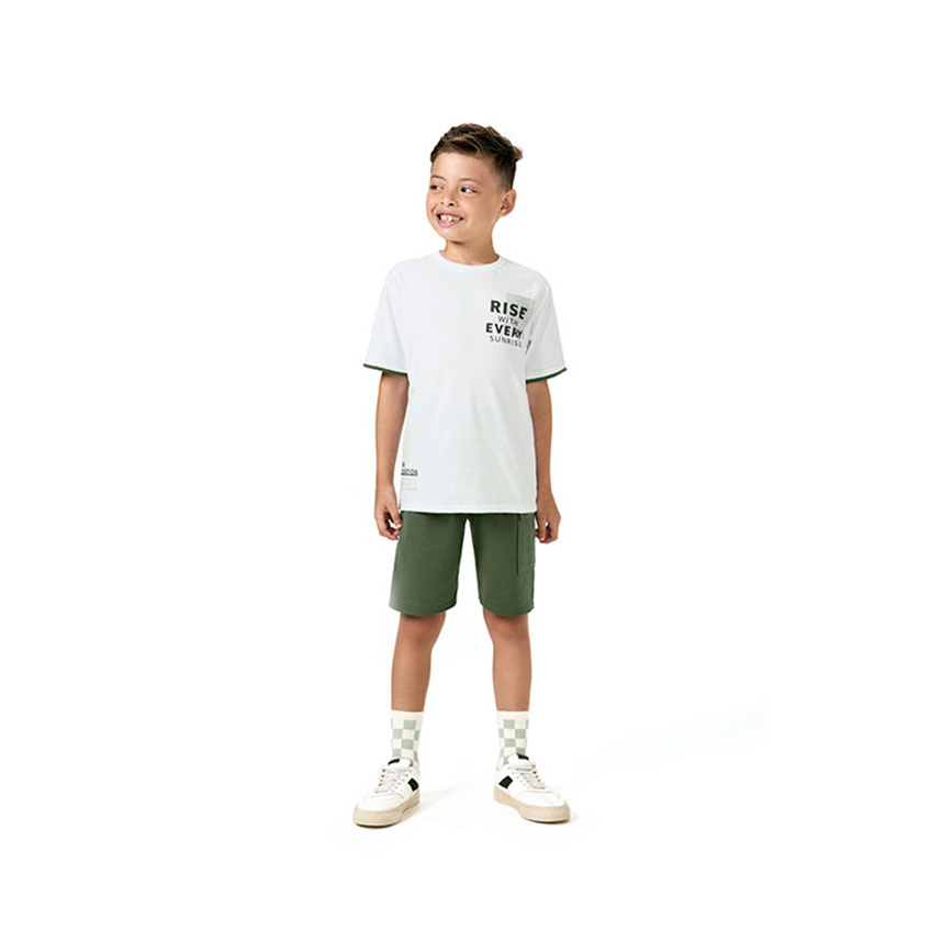 Conjunto Juvenil Kyly Camiseta Meia Malha E Bermuda Moletom Conjunto Juvenil Kyly Camiseta Meia Malha E Bermuda Moletom